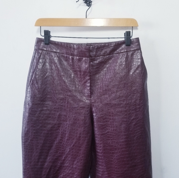 Zara Leather Snakeskin Wide Leg Pants Size XS EUC - Picture 4 of 5